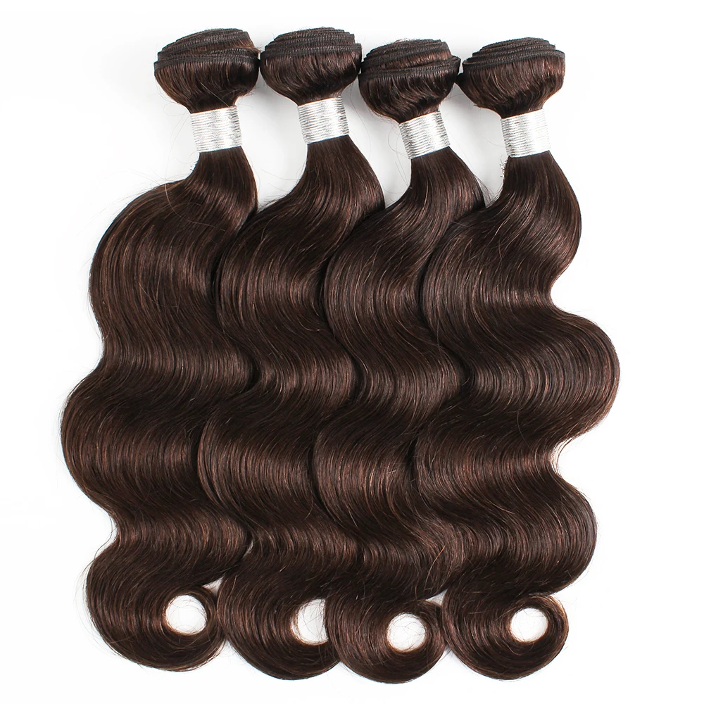 1 Bundle Black Brown Pure Colored 100% Human Hair Weave Bundles Extension 95(&plusmn;5)gram Body Wave Style Remy Indian Hair Bobbi