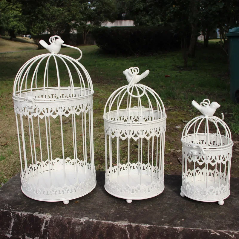 Bird Cage Accessories Iron Metal Bird Cage Decoration Hanging Flower Wedding Candle Holder Jewelry