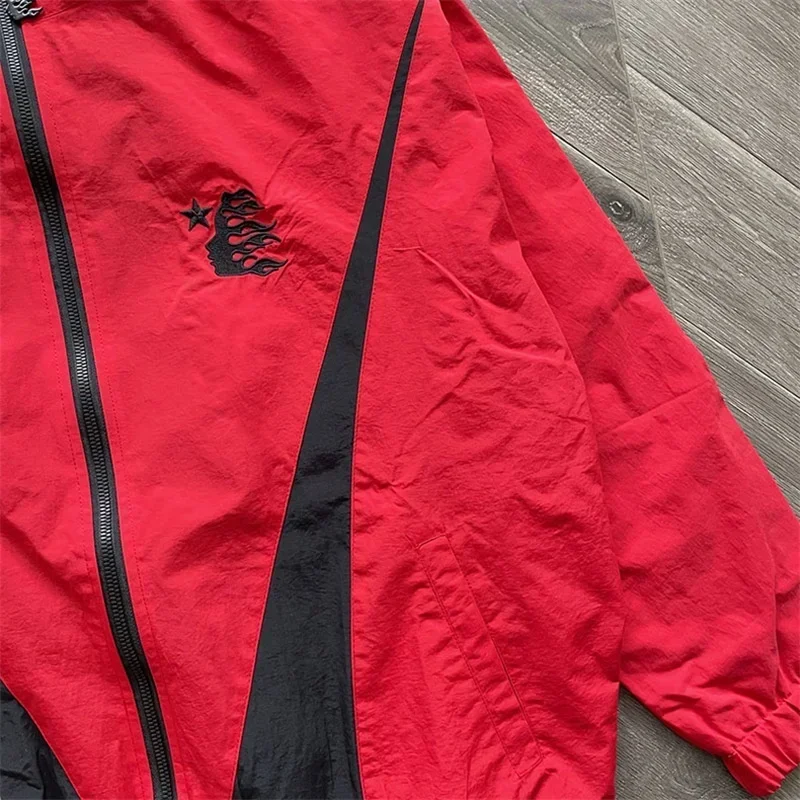 

2024ss Track Jacket Men Women 1:1 Best Quality Embroidered Logo Red Oversized Jacket