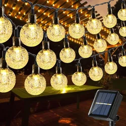 Outdoor Solar - Powered Crystal Ball String Lights - 8 Lighting Modes - 12M 100LEDs (Warm light)