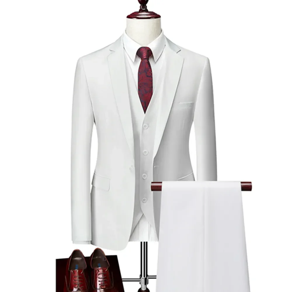 Men Suit 3 Pieces Sets Jacket Vest Trousers