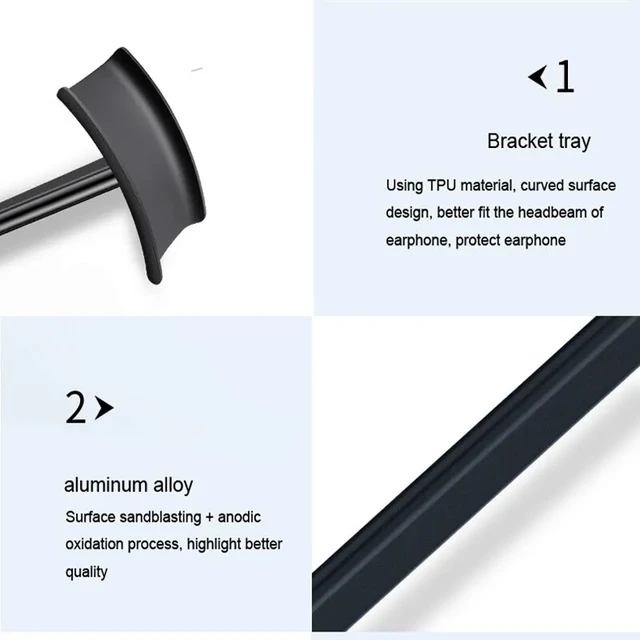 Black And White Earphone Holder Detachable Computer Esports Game Headset Desktop Storage Universal Display Rack 3