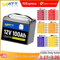 Wattcycle 12V 100Ah LiFePO4 Battery Packs Grade A Cells Rechargeable For Outdoor / Home Storage Lithium Iron Phosphate Batteries 1