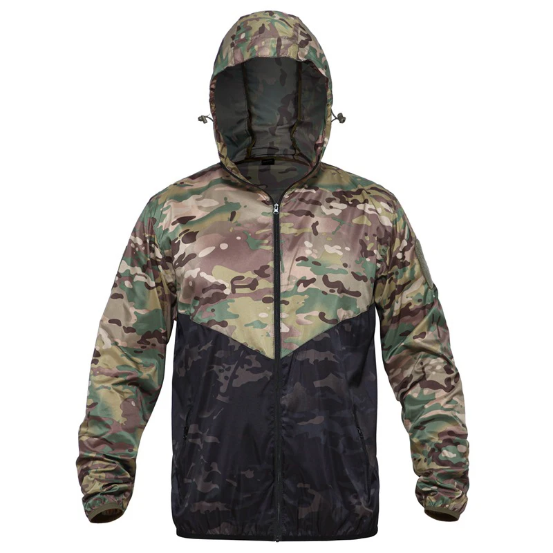 Men Summer Tactical Jacket Outdoor Light Quick Drying Camping Fishing Jacket Military Camo Hooded Sunscreen Clothing mens military jackets