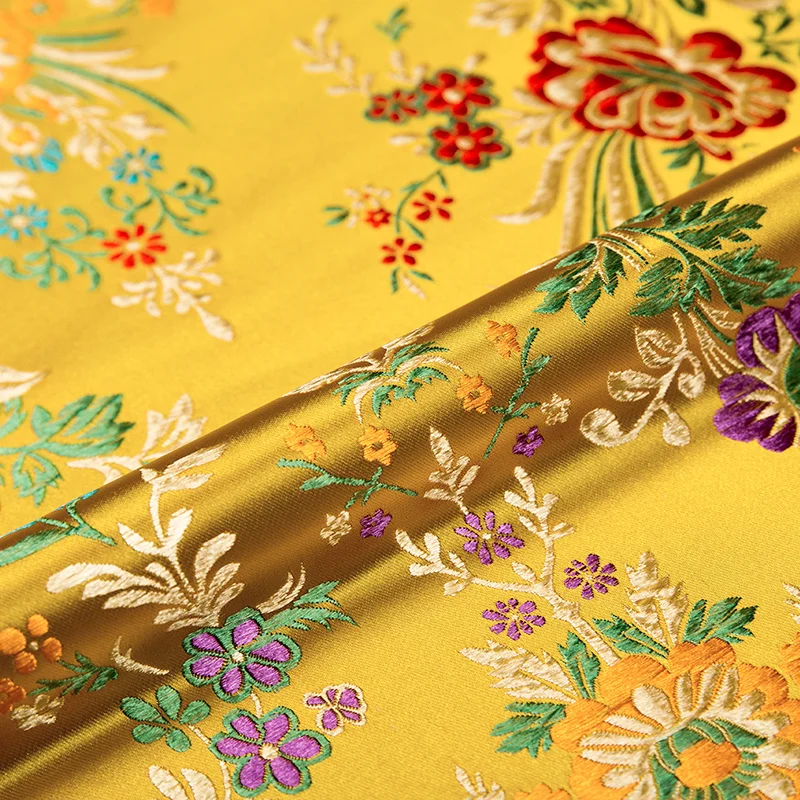 brocade jacquard flower-pattern damask fabrics for silk satin dress sewing cheongsam and kimono diy designer patchwork material