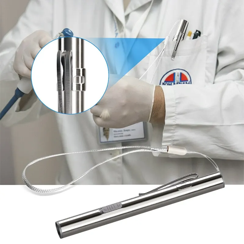 Led flashlight Mini Portable Medical Handy LED Pen Light USB Rechargeable Dentist Nurse Torch with Stainless Steel Clip