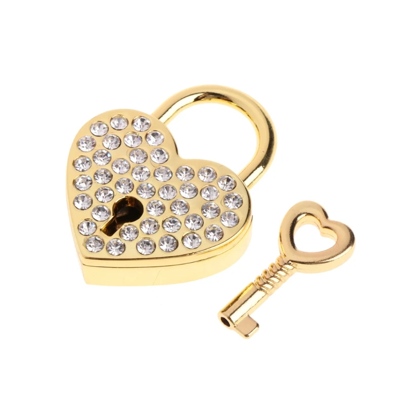 Set 3 Mini Lucchetti A Forma Di Cuore Con Chiavi | Lucchetti Vintage In Metallo Per Valigia, Diario, Armadietto E Zaino, Colore Oro Antico