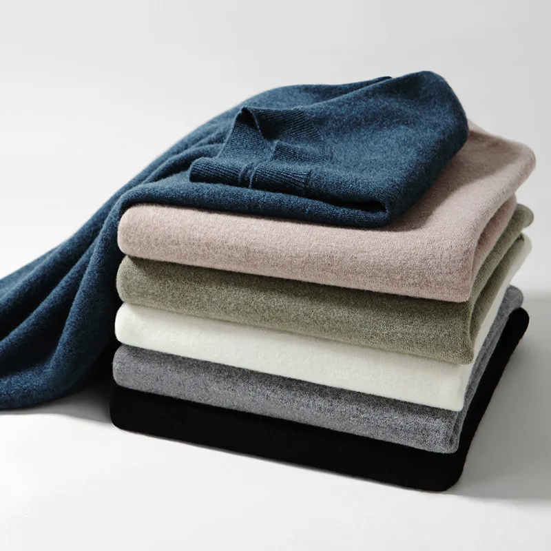Men's Sweater 100% Pure Wool 2023 Autumn/Winter  Mid Neck  Underlay Medium Thick Merino