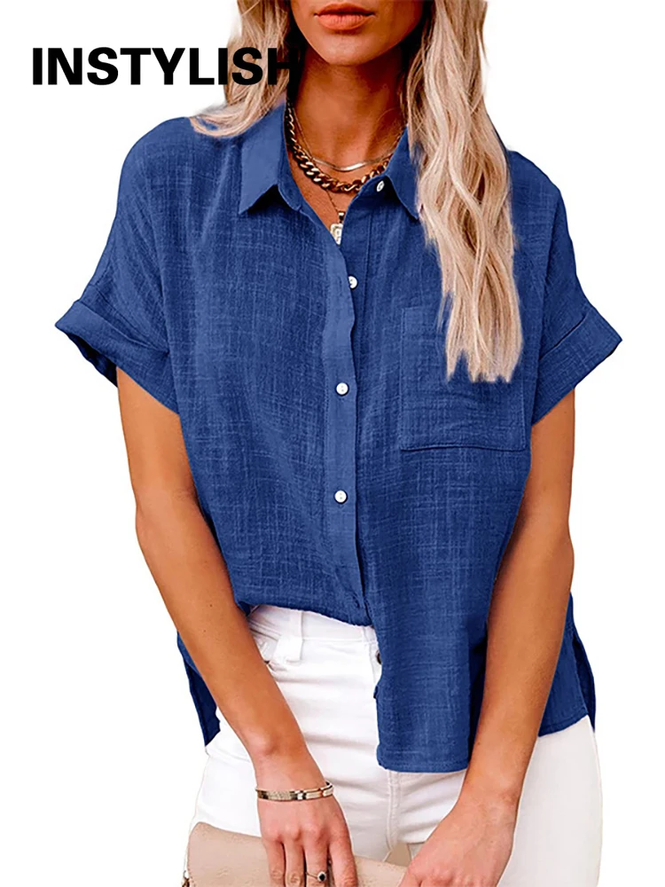Camisas De Gran Tamaño Con Botones Para Mujer, De