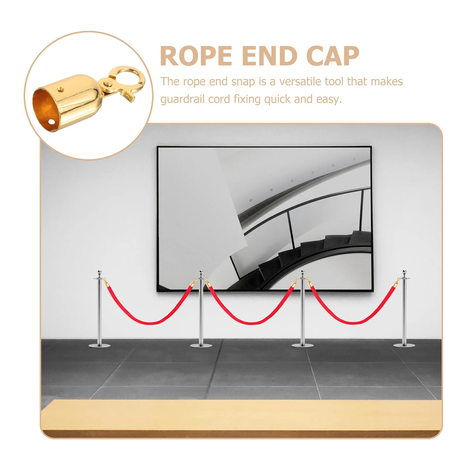 Rope End Stop Cord Cap with Hook Stopper Guardrail Fastener Decking Fittings Grab