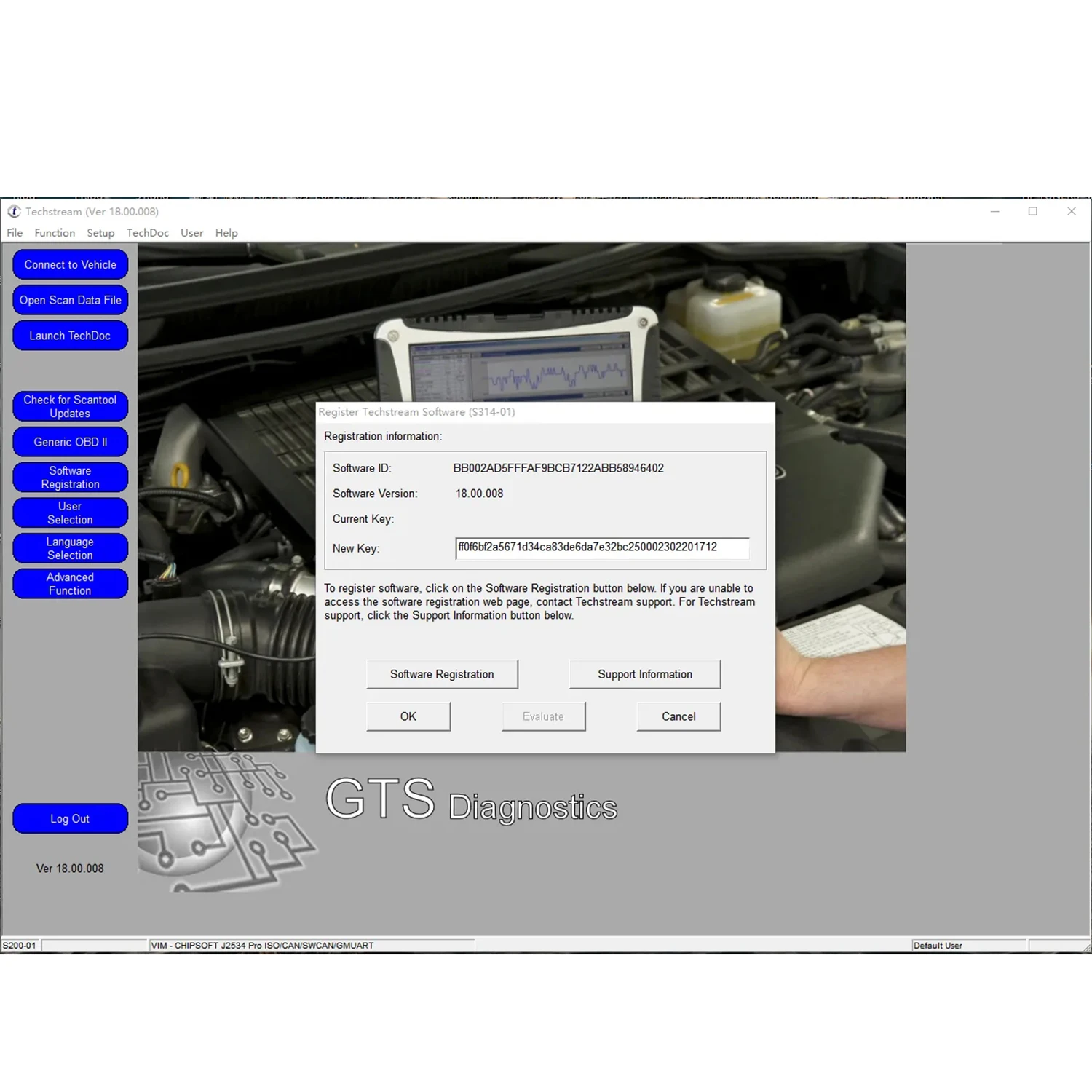 PASSCODE V4.6 V4.5 for Techstream V18.00.008 Software