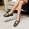 2024 Spring Woman Square Toe Platform Thick Sole Cute Flats Metal Square Buckle Female Flats Retro Style Versatile Loafer Shoes 3