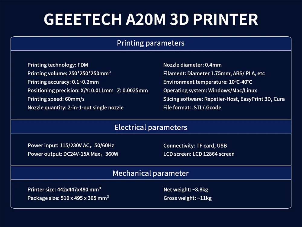 Les Accessoires D'Imprimante 3D, D'Extrudeuse 2 en 1, Buse D'Extrudeuse D'ExtréMité  Chaude de Couleur Mixte pour A10M A20M