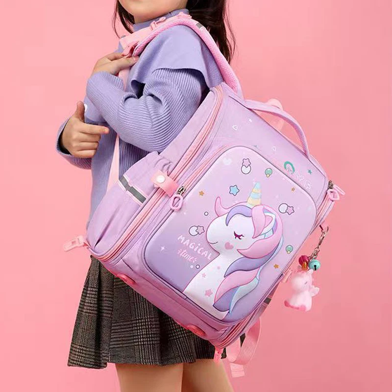 New Girl School Bags Child Pink Unicorn Printing Backpacks Kindergarten Student Cute Girls Children's Schoolbag Waterproof Kid