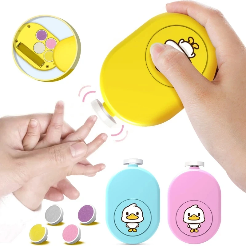 Newborn Baby Nail Trimmer Kids Nail Polisher Tool Electric Manicure Pedicure Clippers File With 4 Replacement Pads