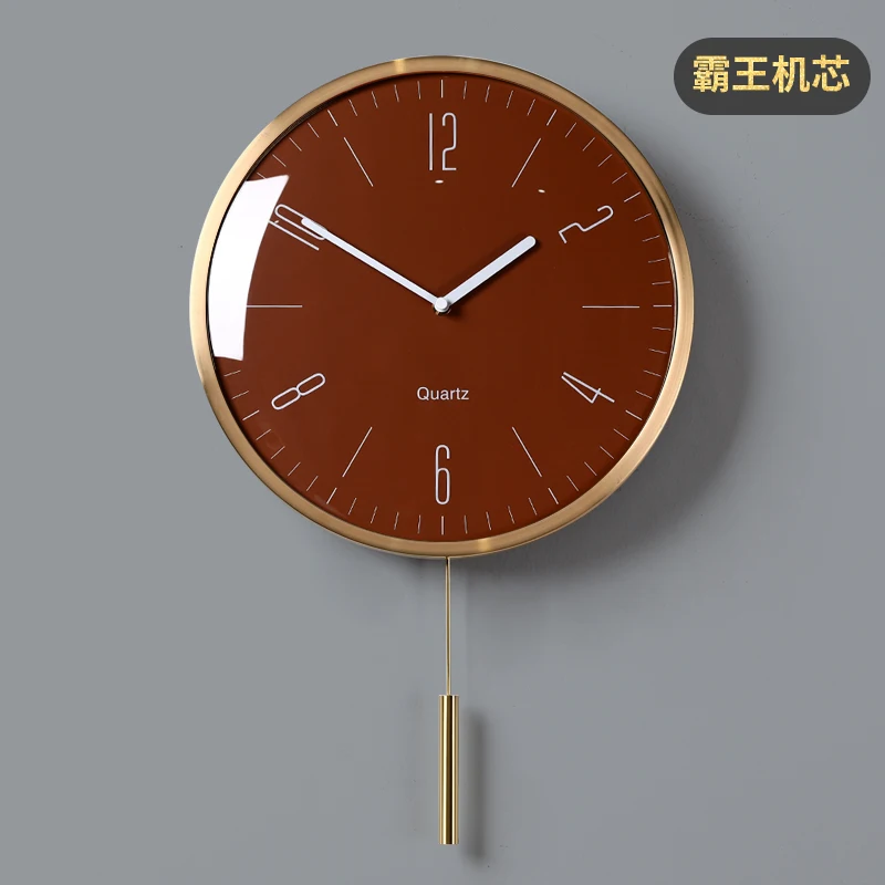 Gold Pendulum Metal Wall Clock Color:Brown;Sheet Size:30X60CM