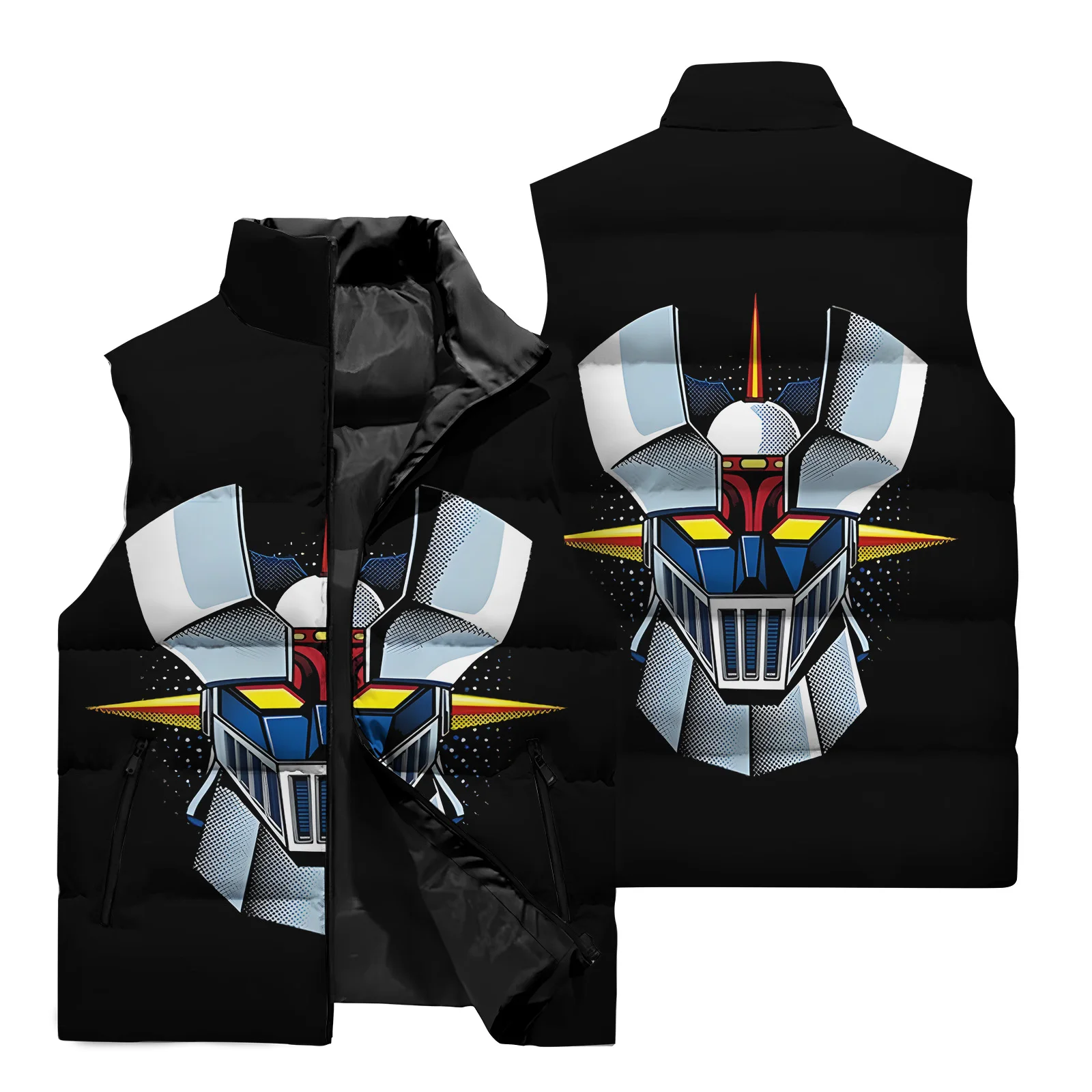 thumbnail image 1 of Chaqueta sin mangas para hombre Mazinger Z, chaleco con patrón 3D Mecha, chaqueta deportiva para caminar por la calle al aire libre para otoño e invierno, 1 of 5