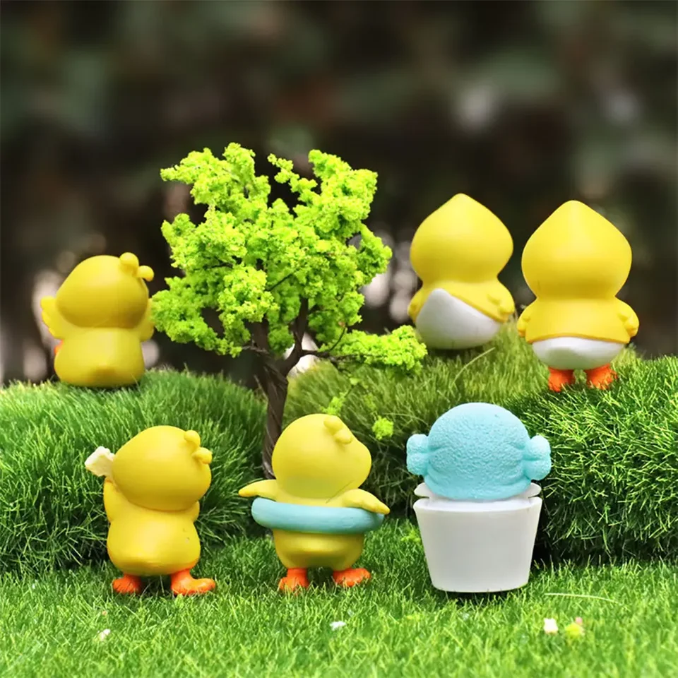 FOLANDO Set 6 Statuette Anatre Bianche In Resina – Miniature Da Spiaggia Con Castello, Decorazioni Per Scrivania, Ufficio E Giardino - 2