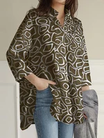 Vintage Oversize Shirt Spring Summer Long Sleeve V Neck Loose Blouse Elegant Harajuku Chic Split Tops Office Lady Tunics 2022 - Image 5