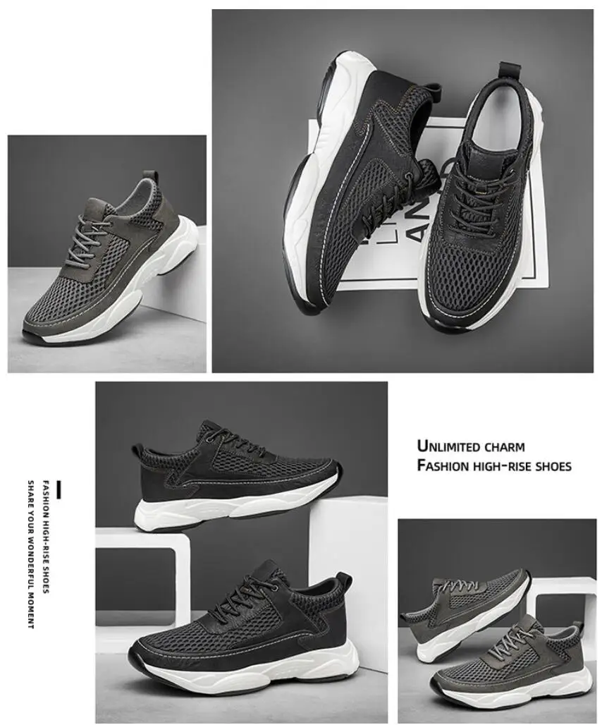 Elevator Sneakers For Men Height Increasing Casual Sports Shoes_voghion.com