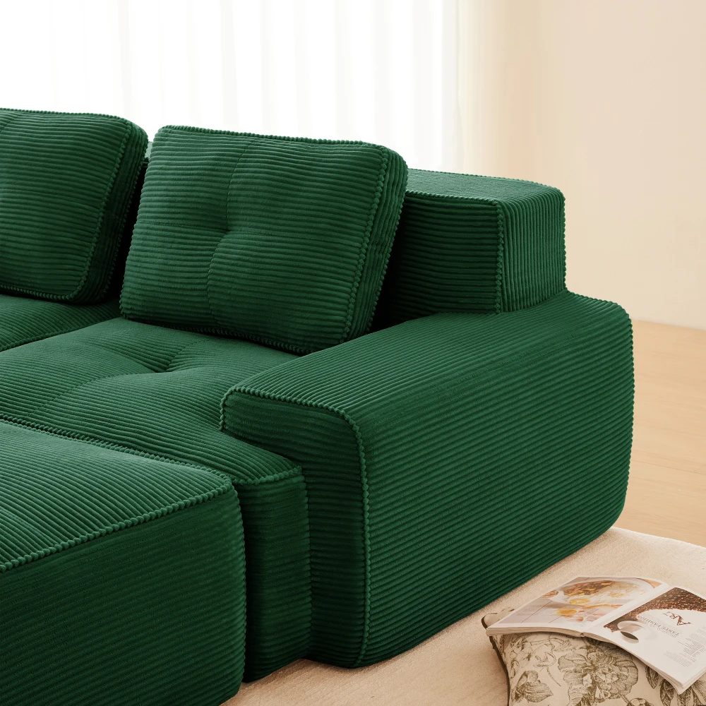 Modernes Cord-Cloud-Sofa – Knochenloses Modulares Zweisitzer-Sofa mit Tiefem Sitz für Wohnzimmer Erhältlich in Grün Braun Champagner Schwarz – Detail 34