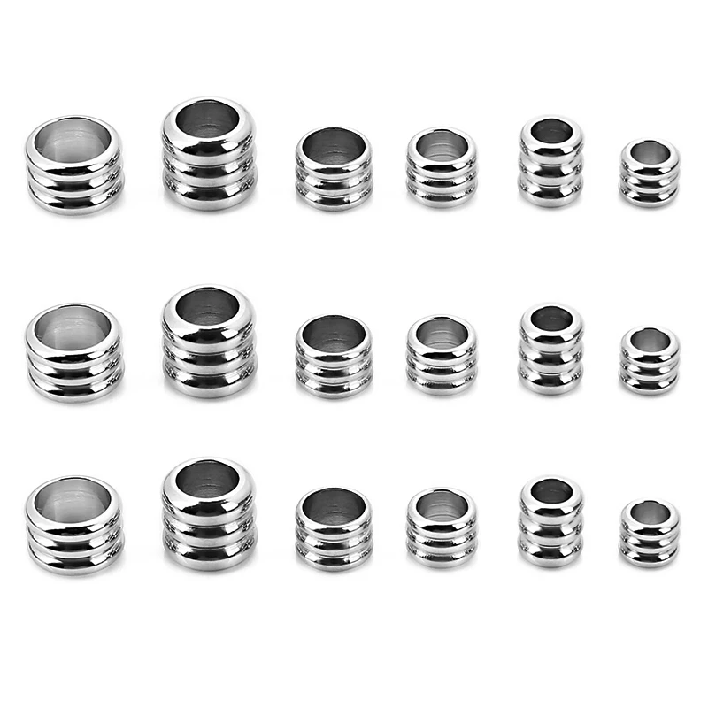 30pcs 3mm 4mm 5mm 6mm 스테인레스 스틸 큰 구멍 스페이서 비즈 DIY 쥬얼리 만들기 매력 목걸이 팔찌 튜브 비즈 도매