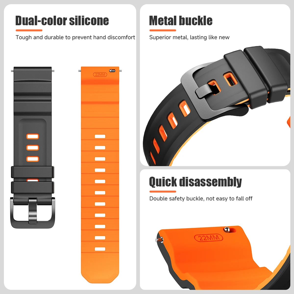 Premium 22mm Silicone Watch Band – Durable and Stylish Replacement Strap