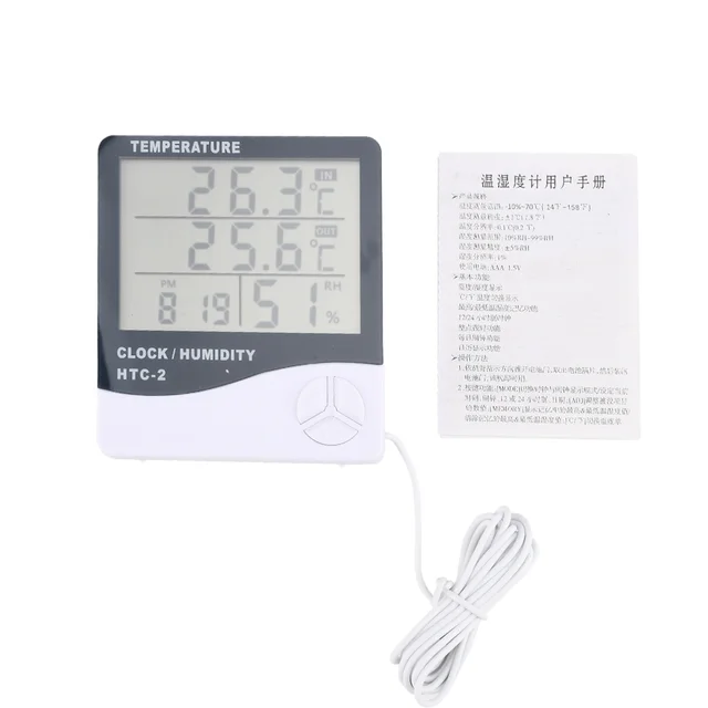 Room Indoor and Outdoor Electronic Temperature Humidity Meter Digital  Thermometer Hygrometer Weather Station Alarm Clock HTC-2 Manufacturers and  Suppliers - China Factory - SINOTIMER