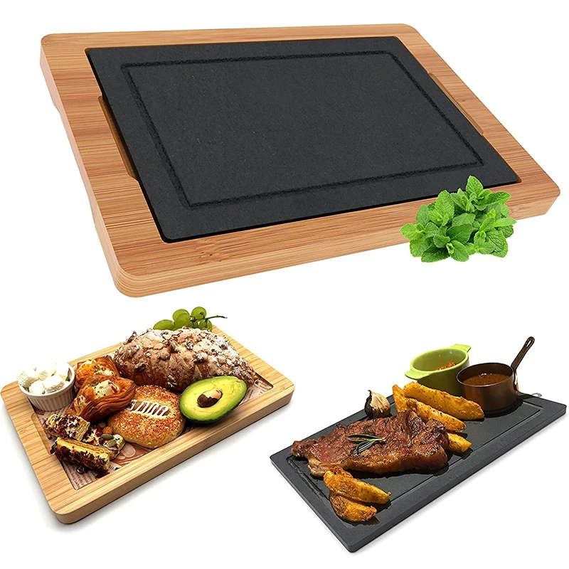 Large Slate Cheese Plates Bamboo Fruit Platter Tray Charcuterie Boards