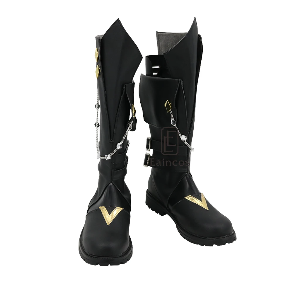 

Genshin Impact Tartaglia Cosplay Halloween Party Shoes Black Fancy Boots