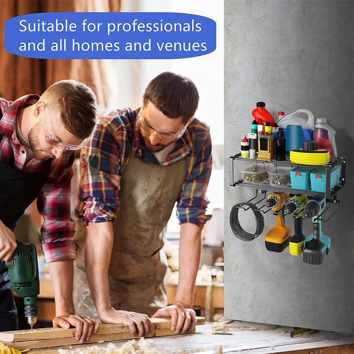 Power Tool Rack Hanging Storage Rack Electric Drill Holders Hand Power Tool Organizer for Garage Home Workshop Accessories