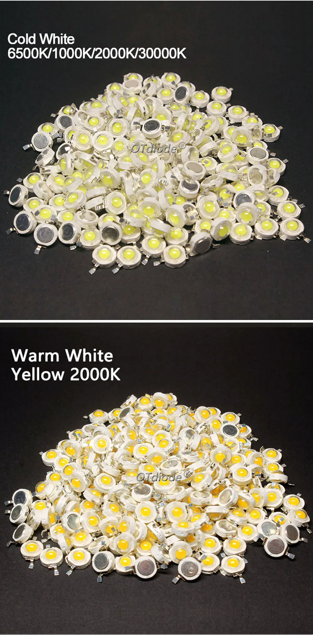 Description Picture 3 of item500pcs High Power 1W 3W LED Chips Bulb Light SMD Warm White Cold Deep Red Blue Yellow Green led Spotlight Epistar COB Diode Bead