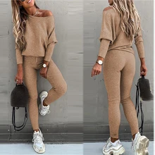 

Women Tracksuit 2 Piece Set 2022 Spring Solid Pullover Top Long Pants Sports Suit Female Sweatshirt Sportswear Suit For Women