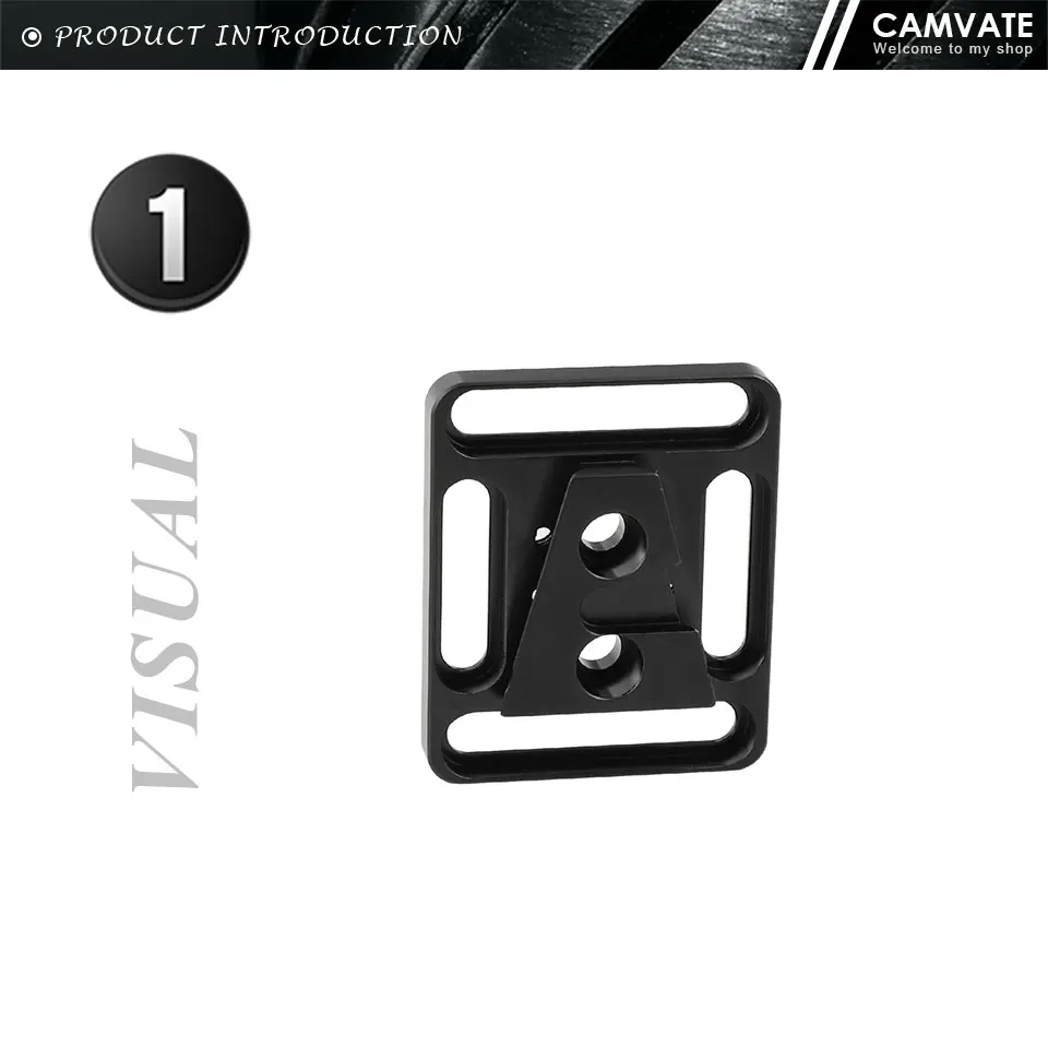 Quick Release V-Lock Wedge Mount Base Plate With 1/4"-20 Mounting Points & Groov