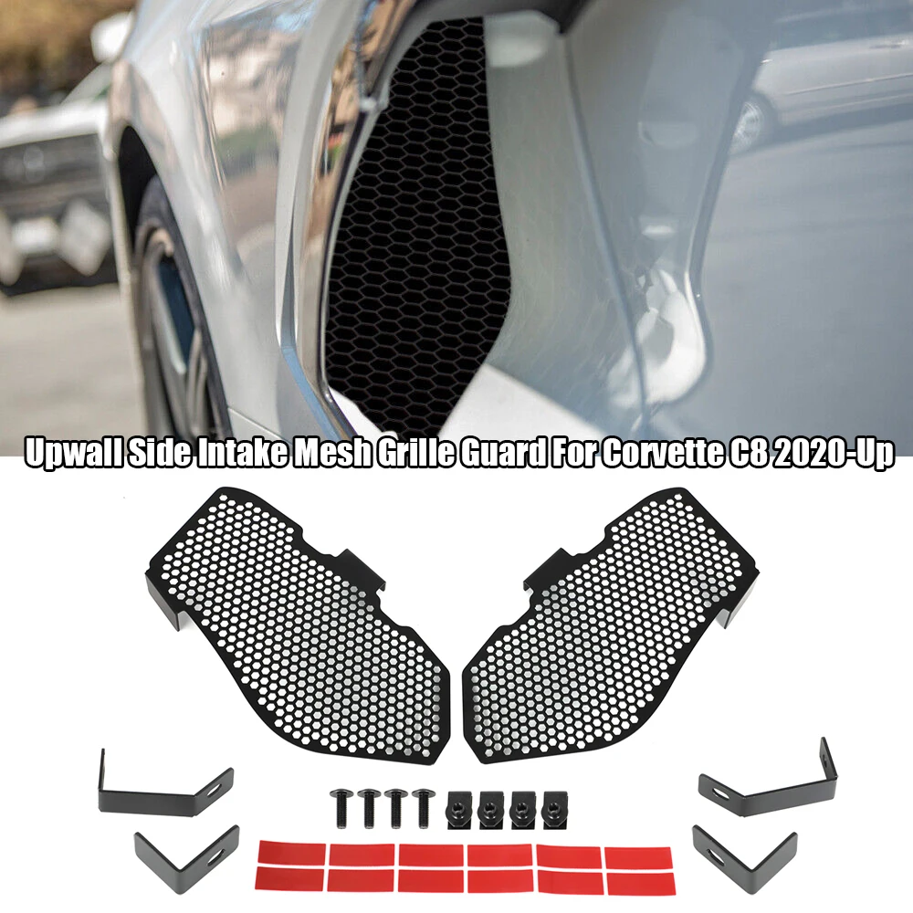 

1 Pair For Corvette C8 2020 2021 2022 2023 Side Intake Mesh Grille Insert Black Aluminum Insert INTAKE GUARDS