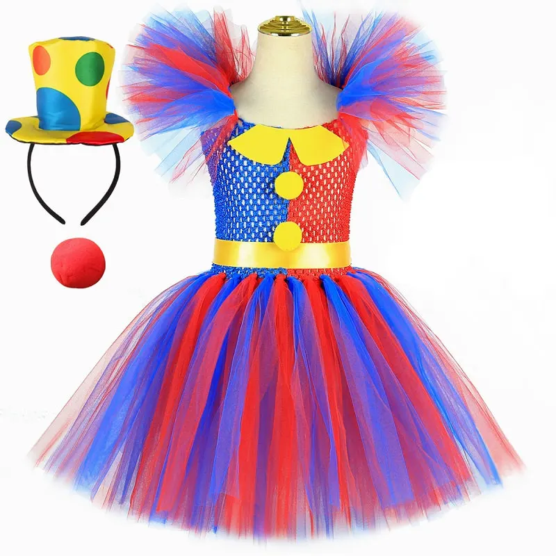 thumbnail image 1 of Disfraz de Pomni para niños, vestido con tutú de dibujos animados, el increíble payaso de circo digital, disfraces de cosplay para niñas, ropa para fiesta de carnaval y Halloween, 1 of 5