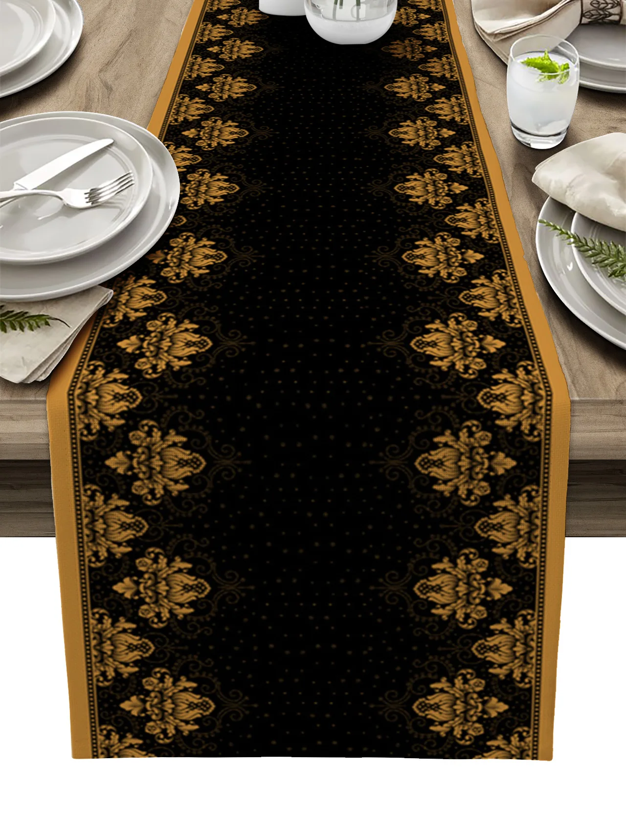 

Retro Pattern Geometric Texture Art Deco Linen Table Runner Kitchen Table Decoration Dining Tablecloth Wedding Party Decor