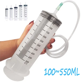 Multifunction 100ml-550ml Syringe Large Capacity With 100cm Hose Pump Measuring Washable Injector For Pet Feeding Oil Glue Fluid 1
