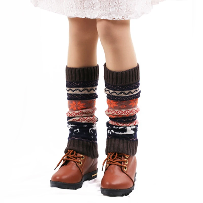 

Autumn Winter Leg Warmers Women Long Socks Knitted Warm Foot Cover Christmas Day Stripe Warmer Ladies Crochet Socks Boot Cuffs