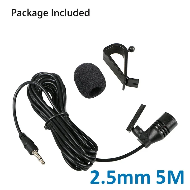5m Microphone Cable Low impedance Anti noise U-type fixing clamp Car For Radio GPS External Mic 2.5mm Connector