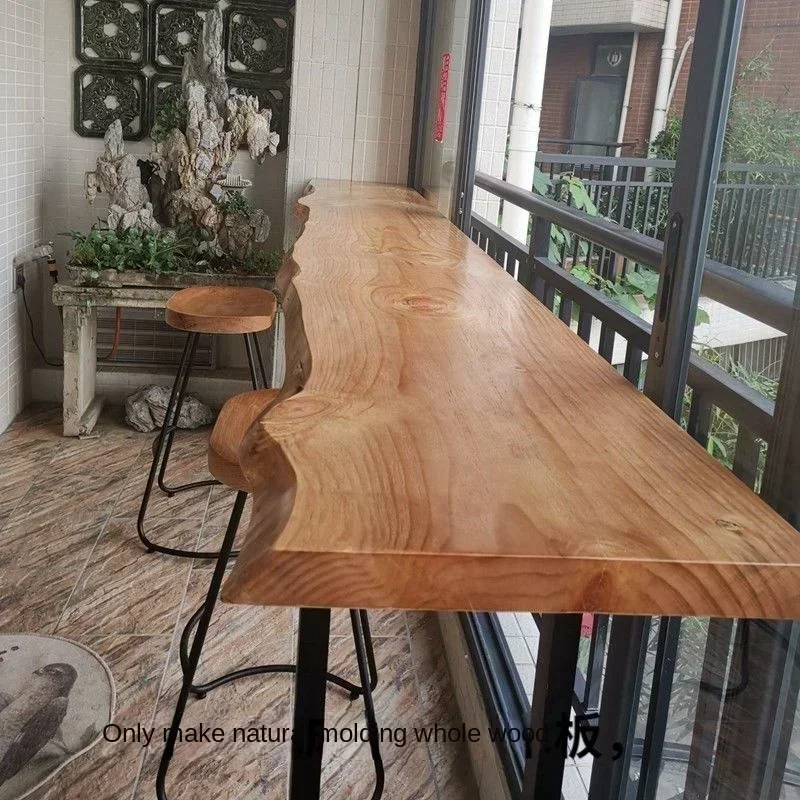Bar Table Chair Combination Bar Table VIP6 Solid Wood Bar Long Bar Table Home High-foot Balcony Dessert Shop Table and Chair Leisure Combination