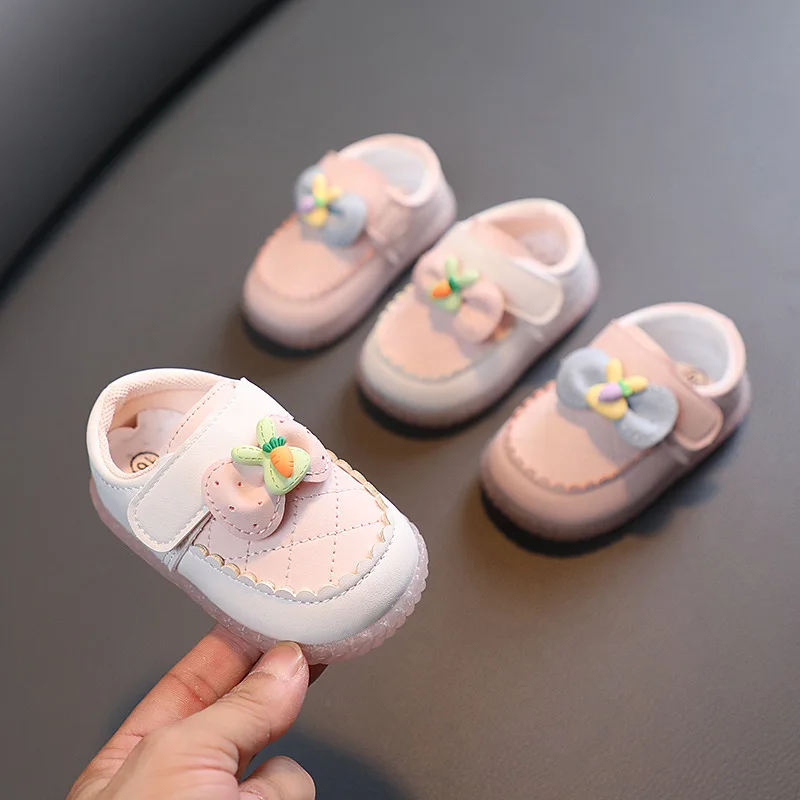 

2022New Baby Girls Autum Leather Shoes Toddlers Shoe Children's Soft bottom No-slip Footwear Crib Shoes kids First Walkers 0-3Y