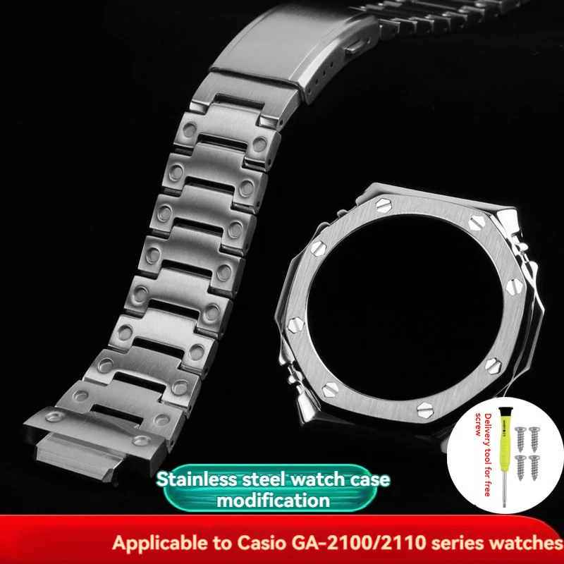 Cinturino In Acciaio Inossidabile Cinturino In Metallo Cinturino Da Uomo Rimontato Accessori Per Orologi Per Casio G-Shock Ga-2100 Ga2100 Ga2110 Ga-B2