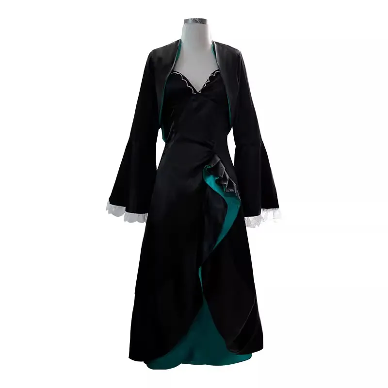 

Anime Blue Archive Sunaokami Shiroko Cosplay Costume Sexy V Neck Spaghetti Strap Dress Trumpet Sleeve Coat Girl Halloween Outfit