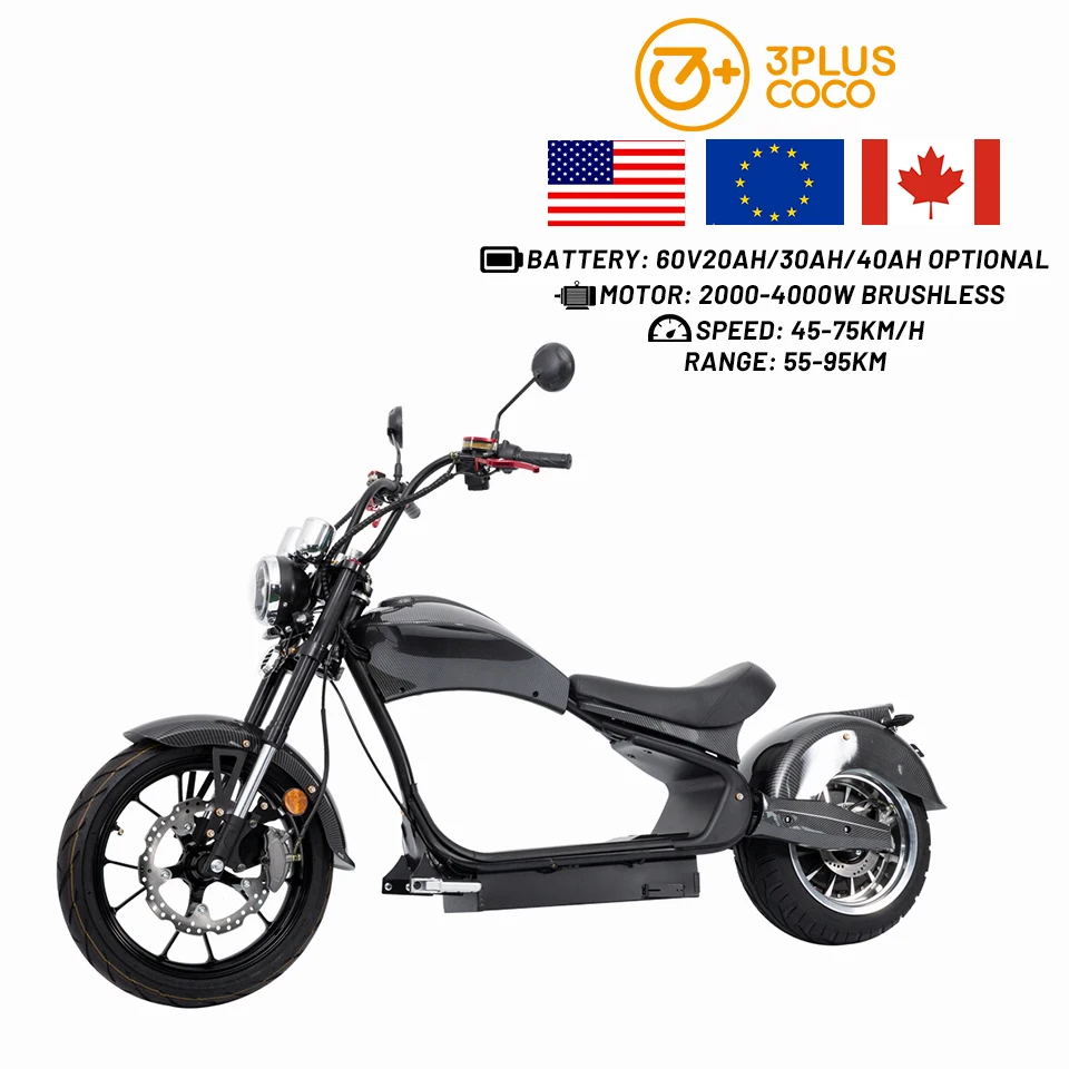 Carbon Fiber Electric Motorcycles 4000W 3000W EEC COC Electric Scooters Citycoco