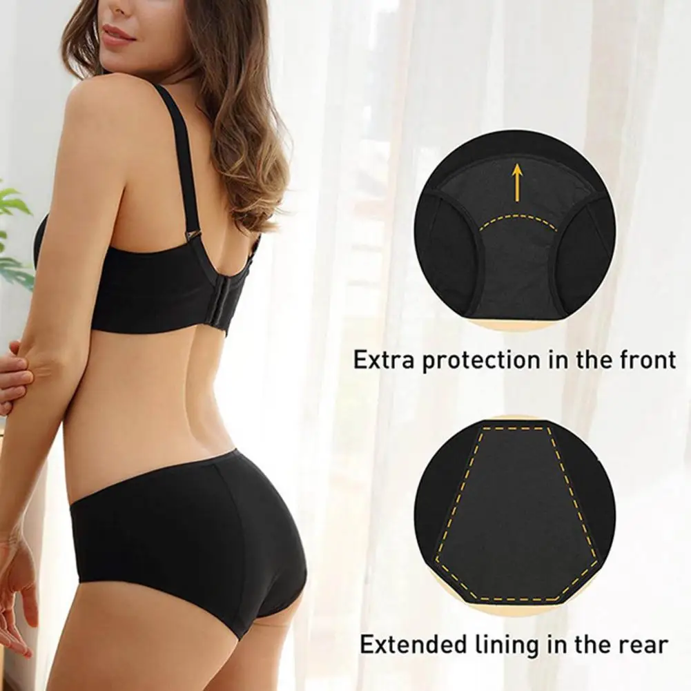 Women Briefs 3D Cutting Pure Color Leakproof Menstruation Briefs High Elastic Breathable Menstrual Panties for Inside Wear 2