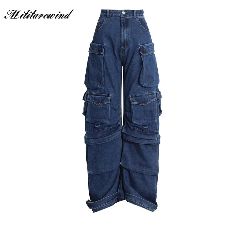 

2023 Hip Hop Loose Casual Pants Women Wide Leg Streetwear High Street Fashion New Boyfriend Style High Waist Femme Denim Trouser