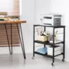 Microwave oven rack, 3-layer kitchen cart with small pastry rack stored on wheels and 10 hooks, coffee bar cart 3