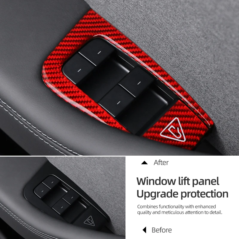 Tesla 2019-모델 3 하이랜드 모델 Y 주니퍼 탄소 섬유 창 리프트 패널 트림 스티커 자동차 인테리어 튜닝 액세서리