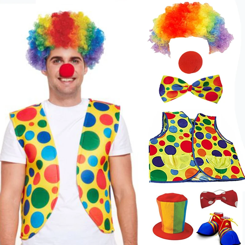 Clowns Cosplay Costume For Man 2022 Funny Colorful Dots Clown Suit